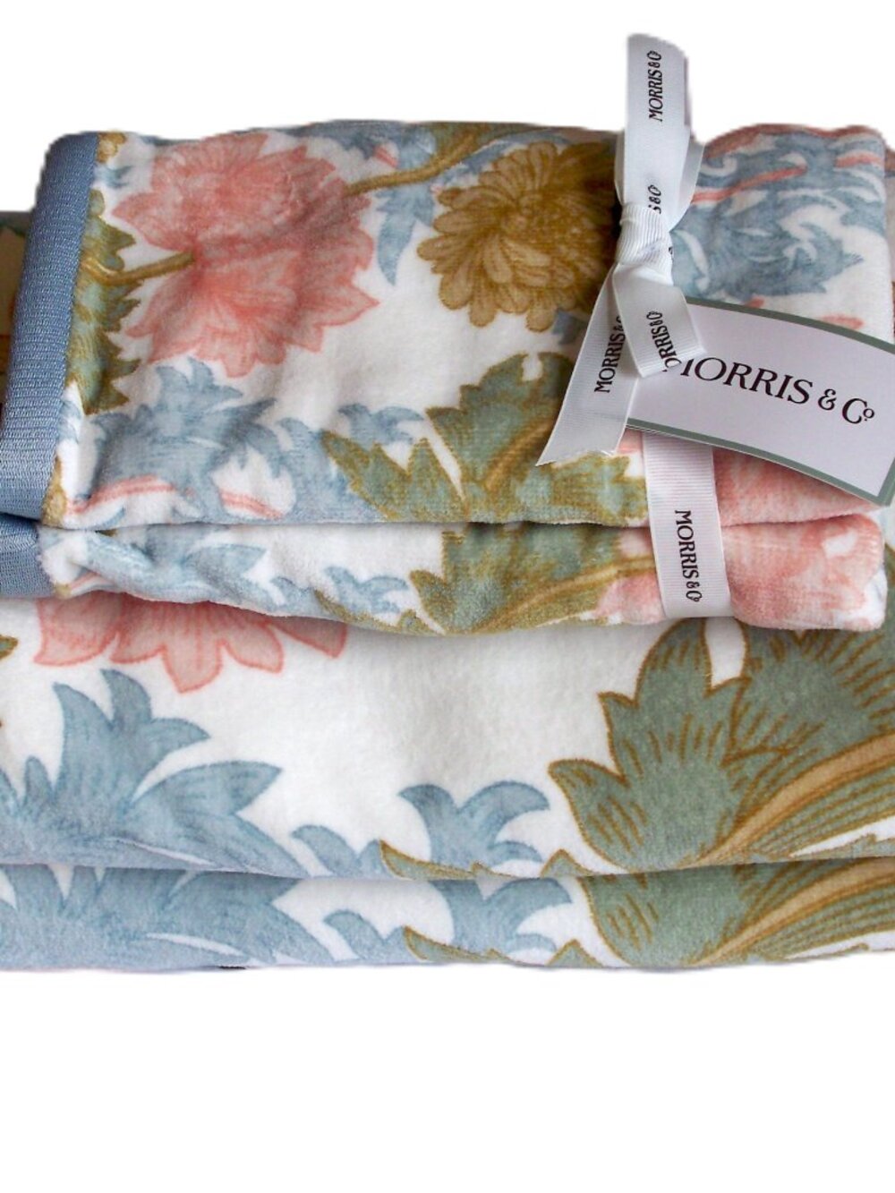 Morris & Co. 4 Pc Bath Towel Set 2 Bath 2 Hand Chrysanthemum Floral Cotton NWT